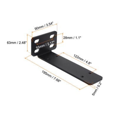 Harfington Uxcell Regalhalterungen, 2 Stück 63 x 195 mm - Regalhalterungen aus kaltgewalztem Stahl mit Schrauben, industrielle L-Halterungen für Holzregale Tischbank (Schwarz)