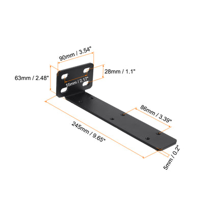 Harfington Uxcell Regalhalterungen, 2 Stück 63 x 245 mm - Regalhalterungen aus kaltgewalztem Stahl mit Schrauben, industrielle L-Halterungen für Holzregale Tischbank (Schwarz)