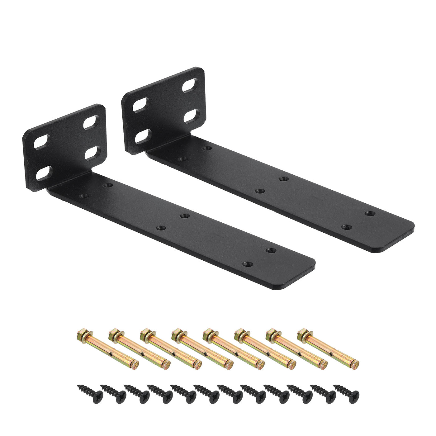 uxcell Uxcell Regalhalterungen, 2 Stück 63 x 245 mm - Regalhalterungen aus kaltgewalztem Stahl mit Schrauben, industrielle L-Halterungen für Holzregale Tischbank (Schwarz)