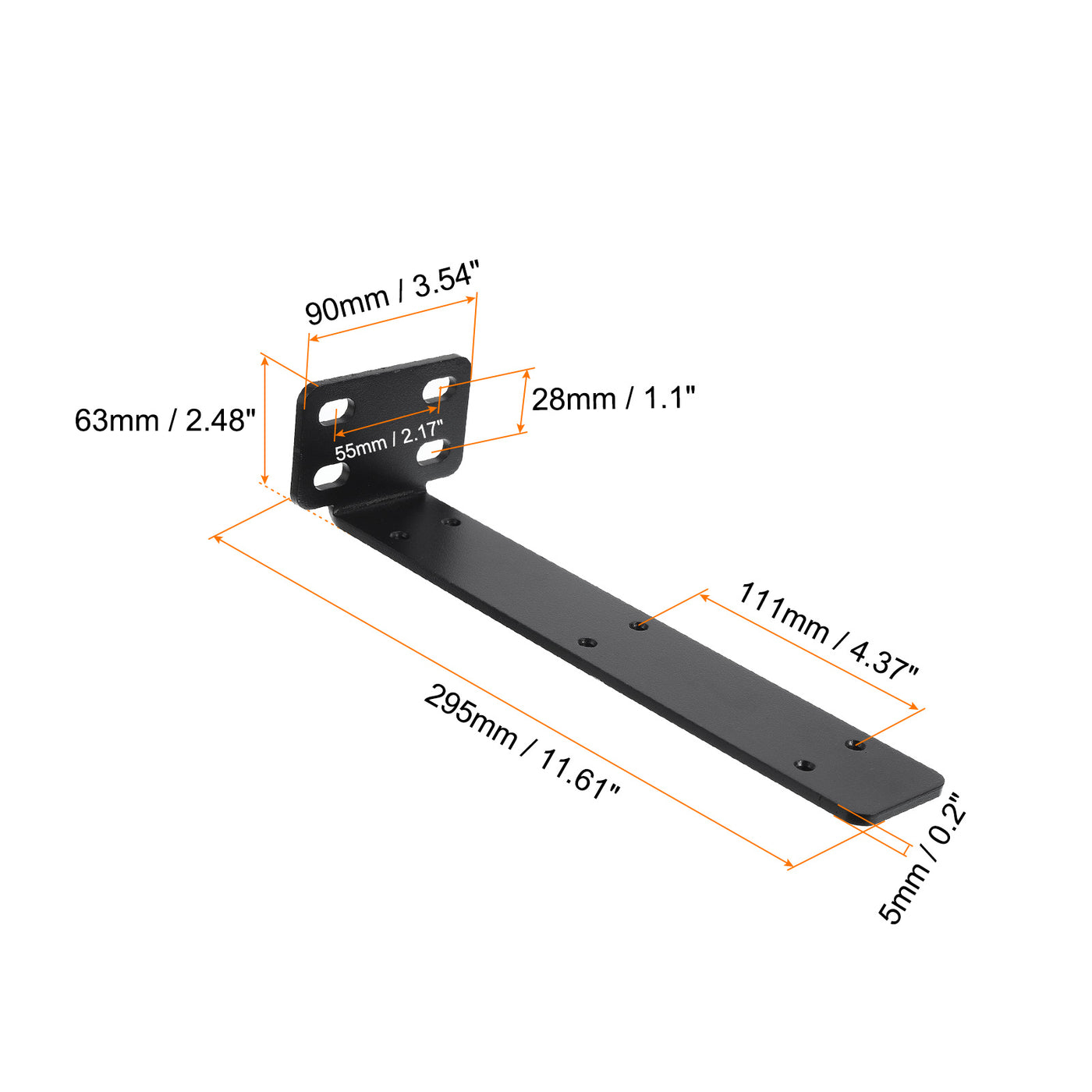 uxcell Uxcell Regalhalterungen, 2 Stück 63 x 295 mm - Regalhalterungen aus kaltgewalztem Stahl mit Schrauben, industrielle L-Halterungen für Holzregale Tischbank (Schwarz)