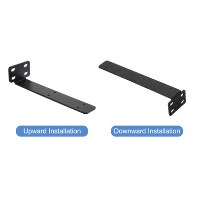 Harfington Uxcell Regalhalterungen, 2 Stück 63 x 295 mm - Regalhalterungen aus kaltgewalztem Stahl mit Schrauben, industrielle L-Halterungen für Holzregale Tischbank (Schwarz)