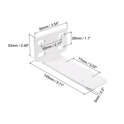 Harfington Uxcell Regalhalterungen, 2 Stück 63 x 145 mm - Regalhalterungen aus kaltgewalztem Stahl mit Schrauben, industrielle L-Halterungen für Holzregale Tischbank (Weiß)