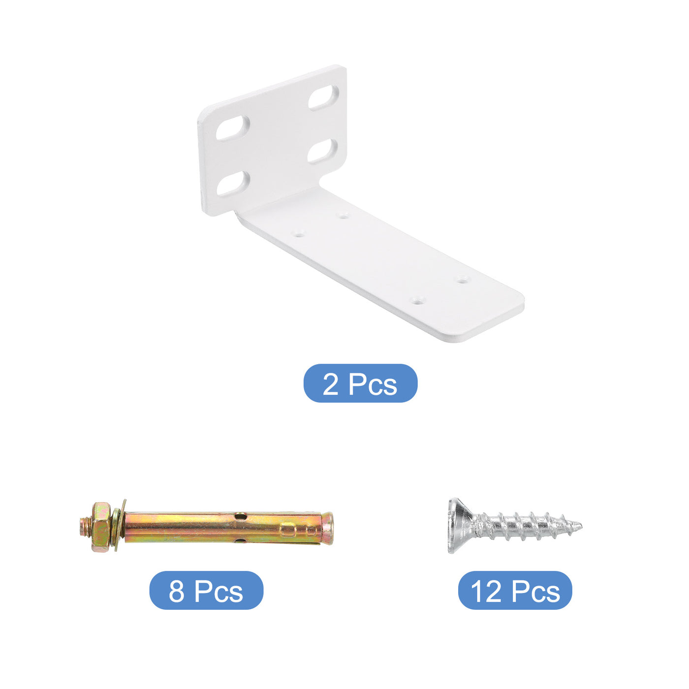 uxcell Uxcell Regalhalterungen, 2 Stück 63 x 145 mm - Regalhalterungen aus kaltgewalztem Stahl mit Schrauben, industrielle L-Halterungen für Holzregale Tischbank (Weiß)