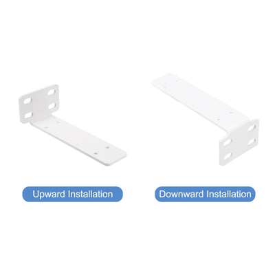 Harfington Uxcell Shelf Brackets, 2Pcs 63 x 195 mm - Cold Rolled Steel Floating Shelves Brackets with Screws, Industrial L Brackets for Wood Shelves Table Bench (White)