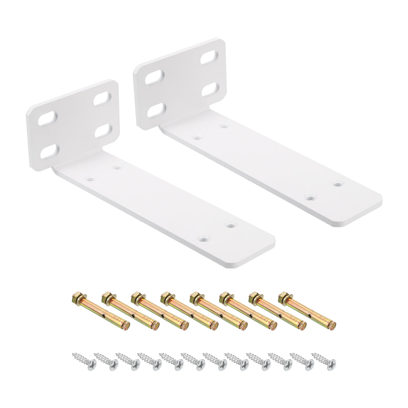 uxcell Uxcell Shelf Brackets, 2Pcs 63 x 195 mm - Cold Rolled Steel Floating Shelves Brackets with Screws, Industrial L Brackets for Wood Shelves Table Bench (White)