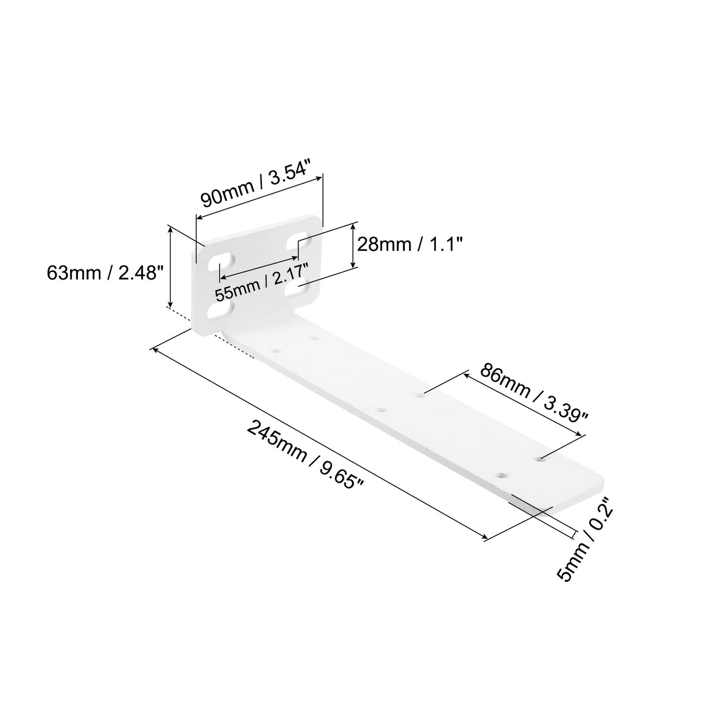 uxcell Uxcell Shelf Brackets, 2Pcs 63 x 245 mm - Cold Rolled Steel Floating Shelves Brackets with Screws, Industrial L Brackets for Wood Shelves Table Bench (White)