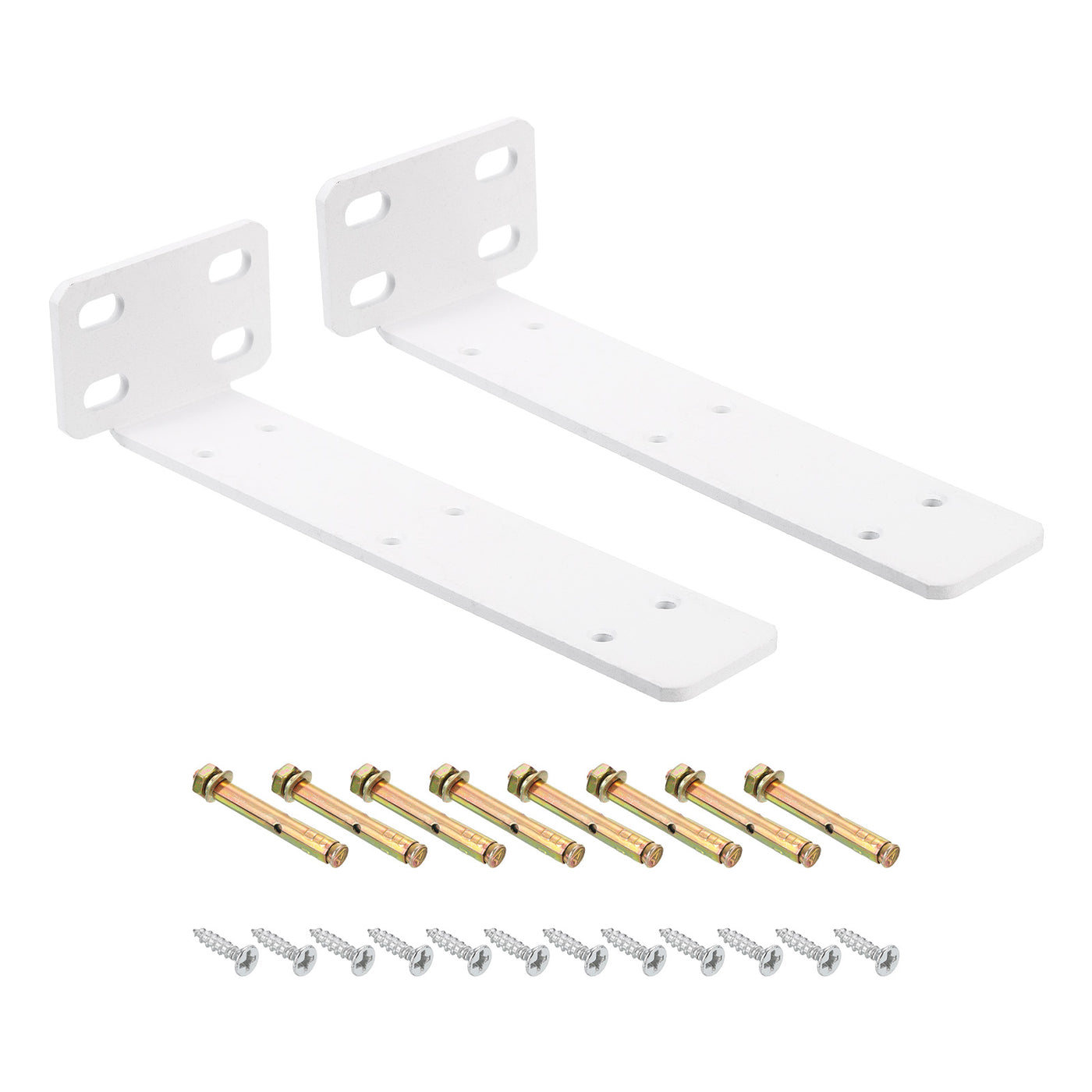 uxcell Uxcell Shelf Brackets, 2Pcs 63 x 245 mm - Cold Rolled Steel Floating Shelves Brackets with Screws, Industrial L Brackets for Wood Shelves Table Bench (White)