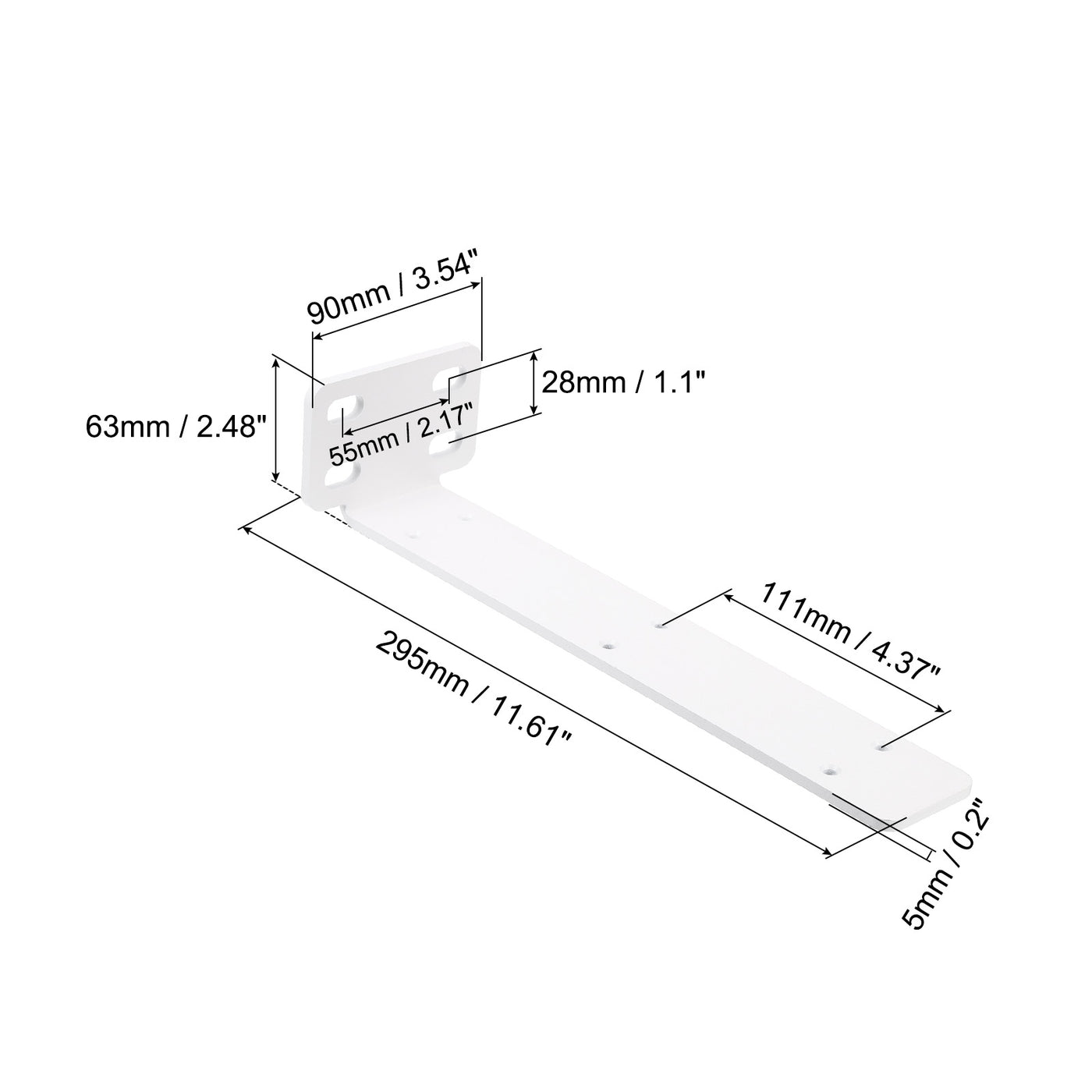 uxcell Uxcell Regalhalterungen, 2 Stück 63 x 295 mm - Regalhalterungen aus kaltgewalztem Stahl mit Schrauben, industrielle L-Halterungen für Holzregale Tischbank (Weiß)