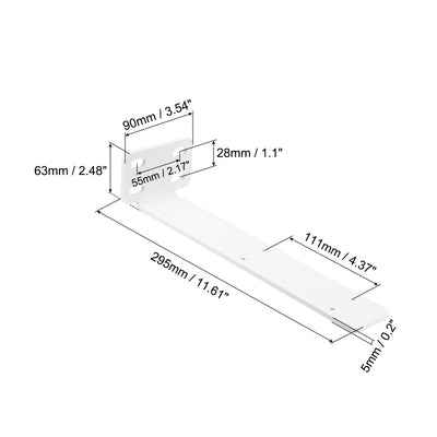 Harfington Uxcell Regalhalterungen, 2 Stück 63 x 295 mm - Regalhalterungen aus kaltgewalztem Stahl mit Schrauben, industrielle L-Halterungen für Holzregale Tischbank (Weiß)