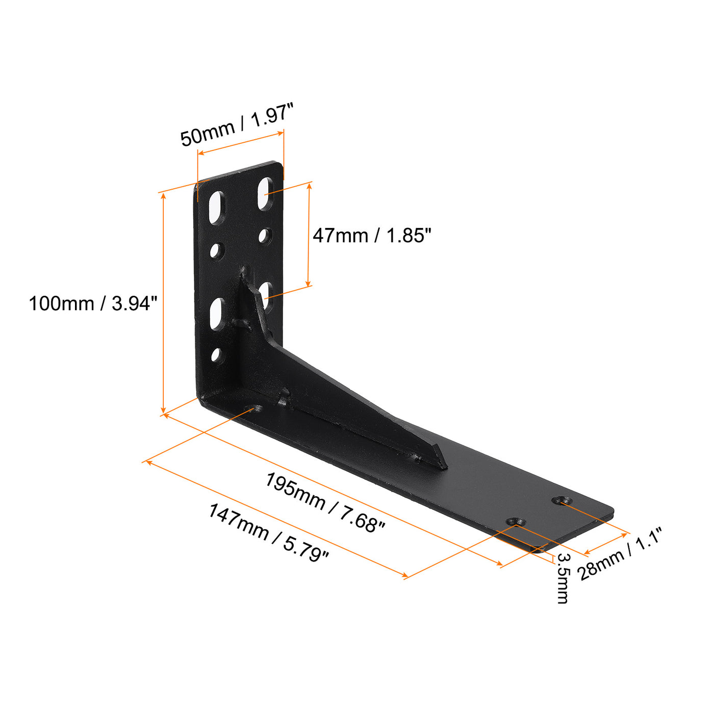 uxcell Uxcell Regalhalterungen, 2 Stück 100x195mm - Regalhalterungen aus kaltgewalztem Stahl mit Schrauben, industrielle L-Halterungen für Holzregale Tischbank (Schwarz)