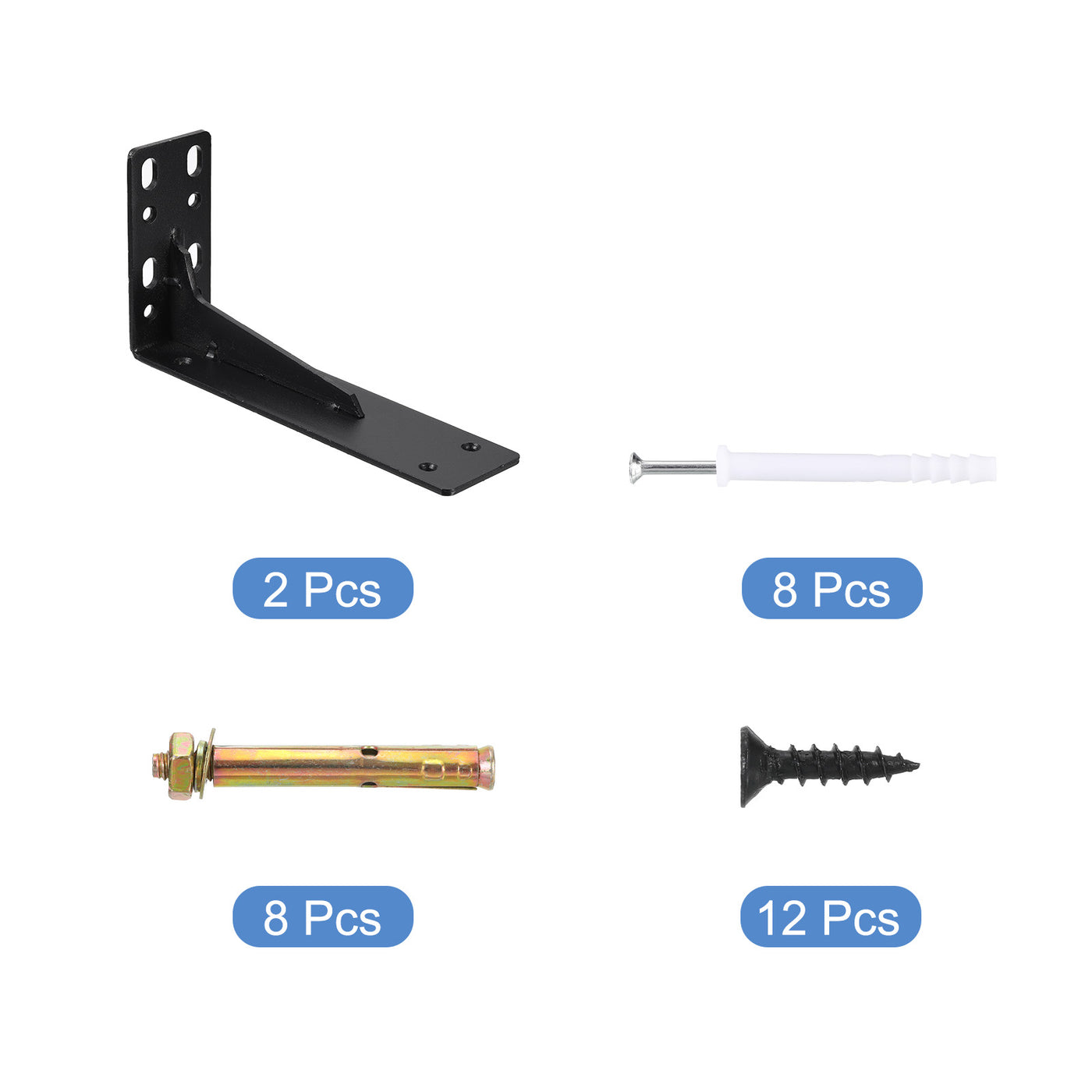 uxcell Uxcell Regalhalterungen, 2 Stück 100x195mm - Regalhalterungen aus kaltgewalztem Stahl mit Schrauben, industrielle L-Halterungen für Holzregale Tischbank (Schwarz)