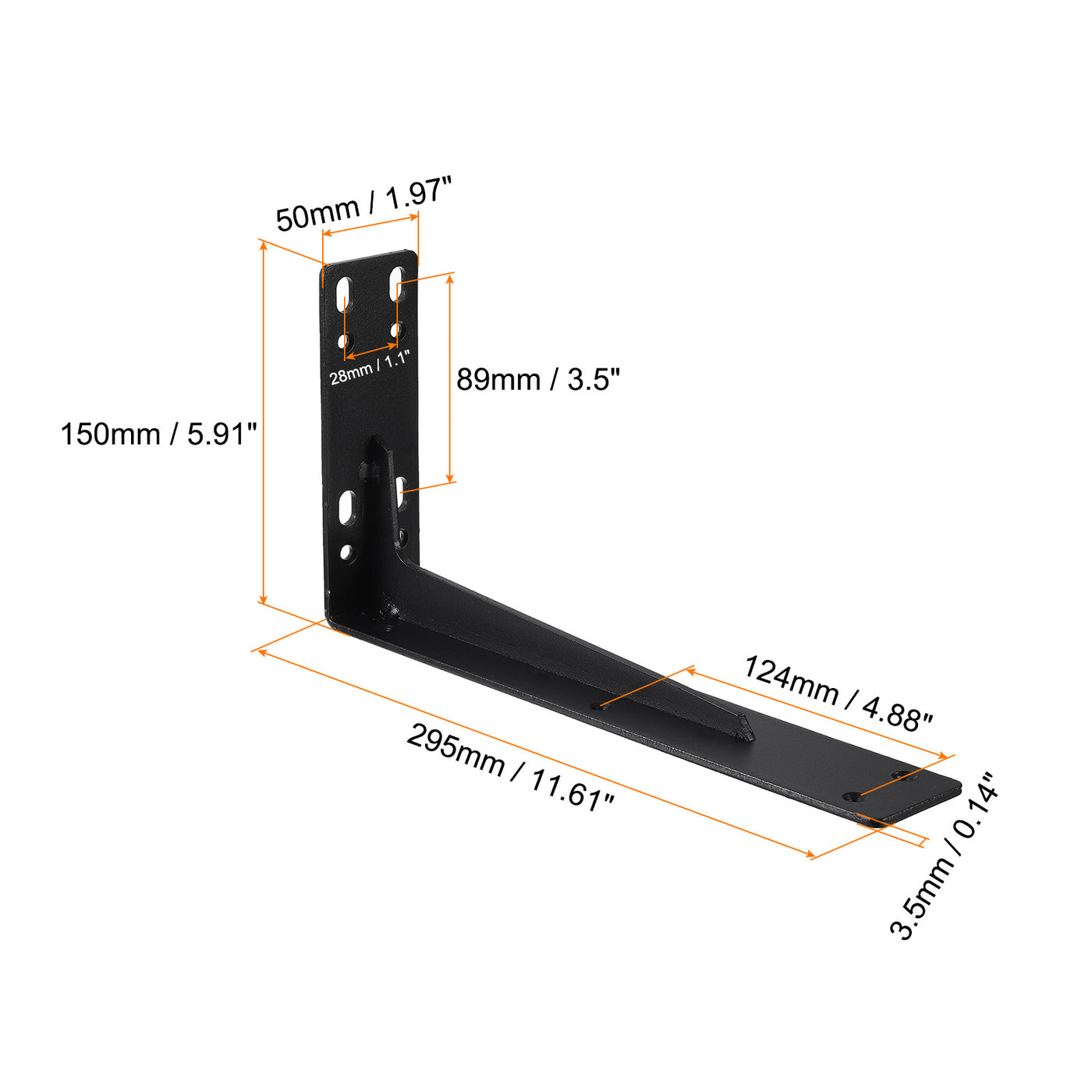 uxcell Uxcell Shelf Brackets, 2Pcs 150x295mm - Cold Rolled Steel Floating Shelves Brackets with Screws, Industrial L Brackets for Wood Shelves Table Bench (Black)