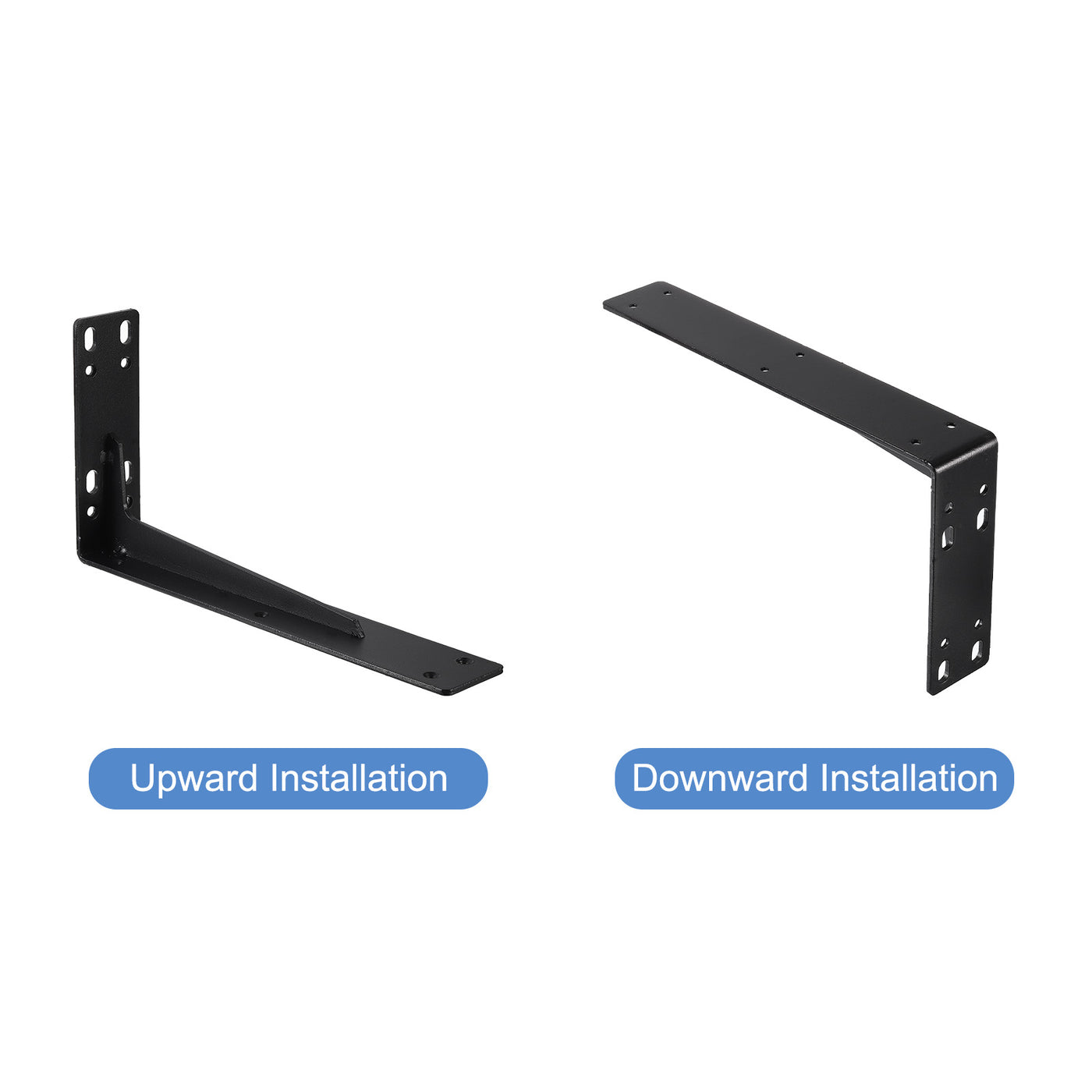 uxcell Uxcell Shelf Brackets, 2Pcs 150x295mm - Cold Rolled Steel Floating Shelves Brackets with Screws, Industrial L Brackets for Wood Shelves Table Bench (Black)