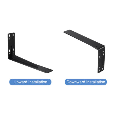 Harfington Uxcell Shelf Brackets, 2Pcs 150x295mm - Cold Rolled Steel Floating Shelves Brackets with Screws, Industrial L Brackets for Wood Shelves Table Bench (Black)