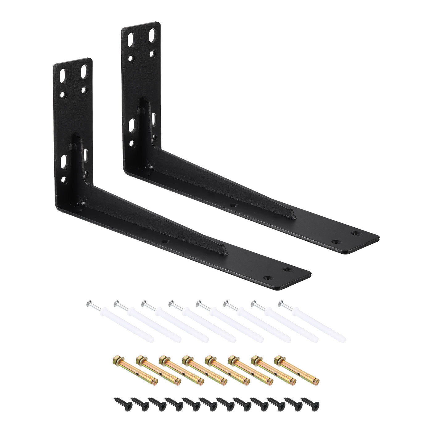 uxcell Uxcell Shelf Brackets, 2Pcs 150x295mm - Cold Rolled Steel Floating Shelves Brackets with Screws, Industrial L Brackets for Wood Shelves Table Bench (Black)