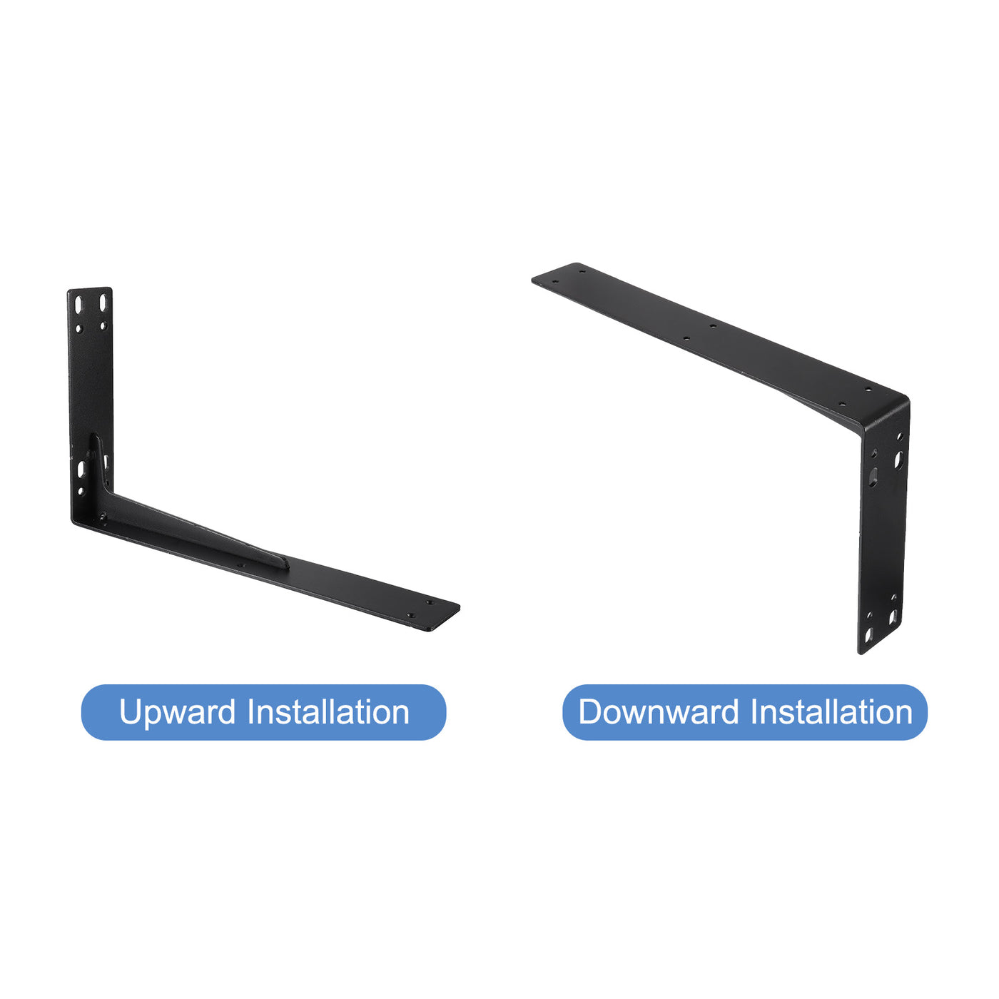 uxcell Uxcell Shelf Brackets, 2Pcs 200x345mm - Cold Rolled Steel Floating Shelves Brackets with Screws, Industrial L Brackets for Wood Shelves Table Bench (Black)