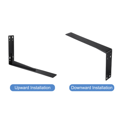 Harfington Uxcell Shelf Brackets, 2Pcs 200x345mm - Cold Rolled Steel Floating Shelves Brackets with Screws, Industrial L Brackets for Wood Shelves Table Bench (Black)