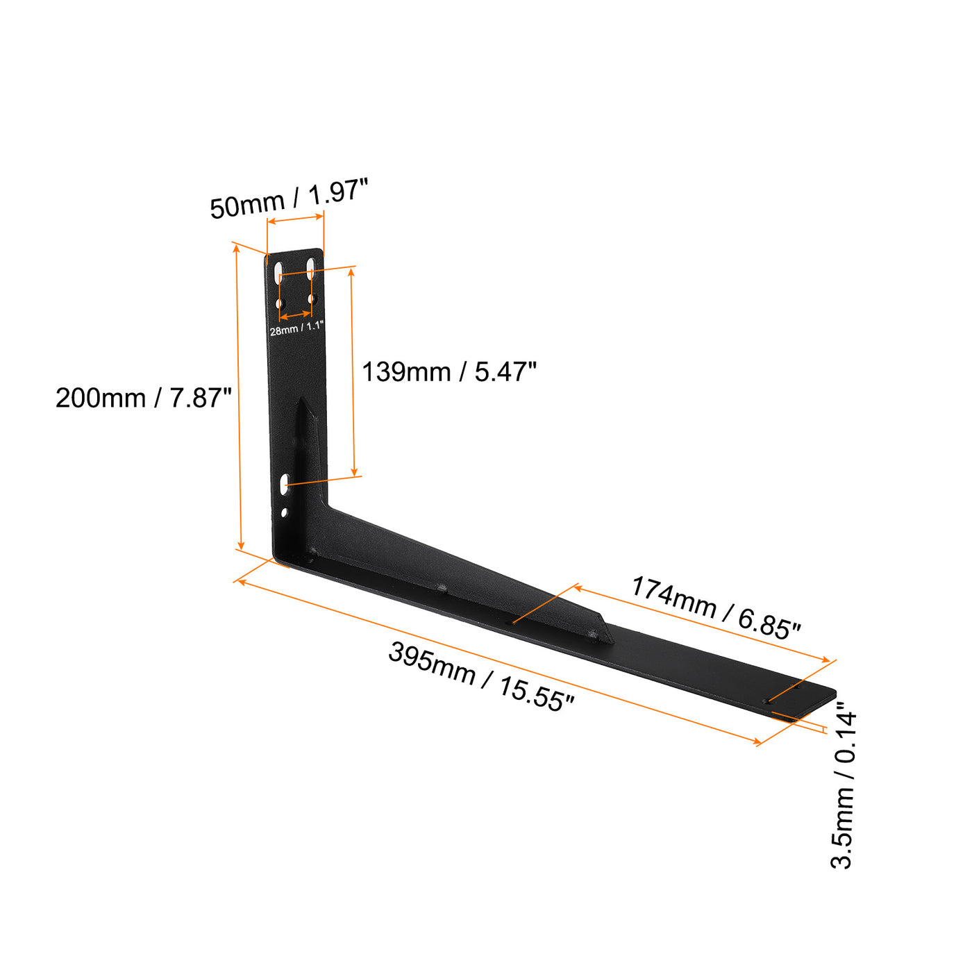 uxcell Uxcell Shelf Brackets, 2Pcs 200x395mm - Cold Rolled Steel Floating Shelves Brackets with Screws, Industrial L Brackets for Wood Shelves Table Bench (Black)