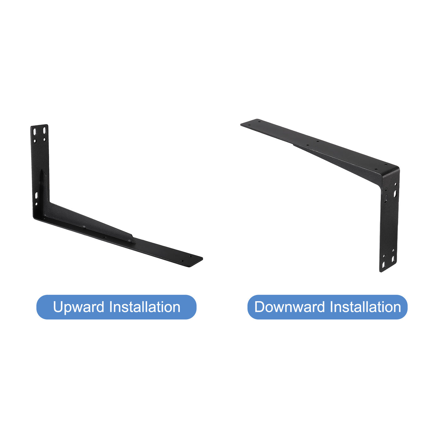 uxcell Uxcell Shelf Brackets, 2Pcs 200x395mm - Cold Rolled Steel Floating Shelves Brackets with Screws, Industrial L Brackets for Wood Shelves Table Bench (Black)