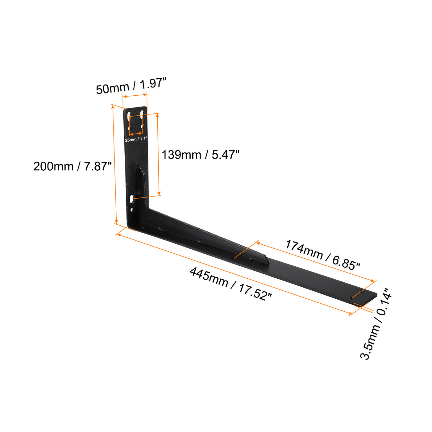 uxcell Uxcell Regalhalterungen, 2 Stück 200x445mm - Regalhalterungen aus kaltgewalztem Stahl mit Schrauben, industrielle L-Halterungen für Holzregale Tischbank (Schwarz)