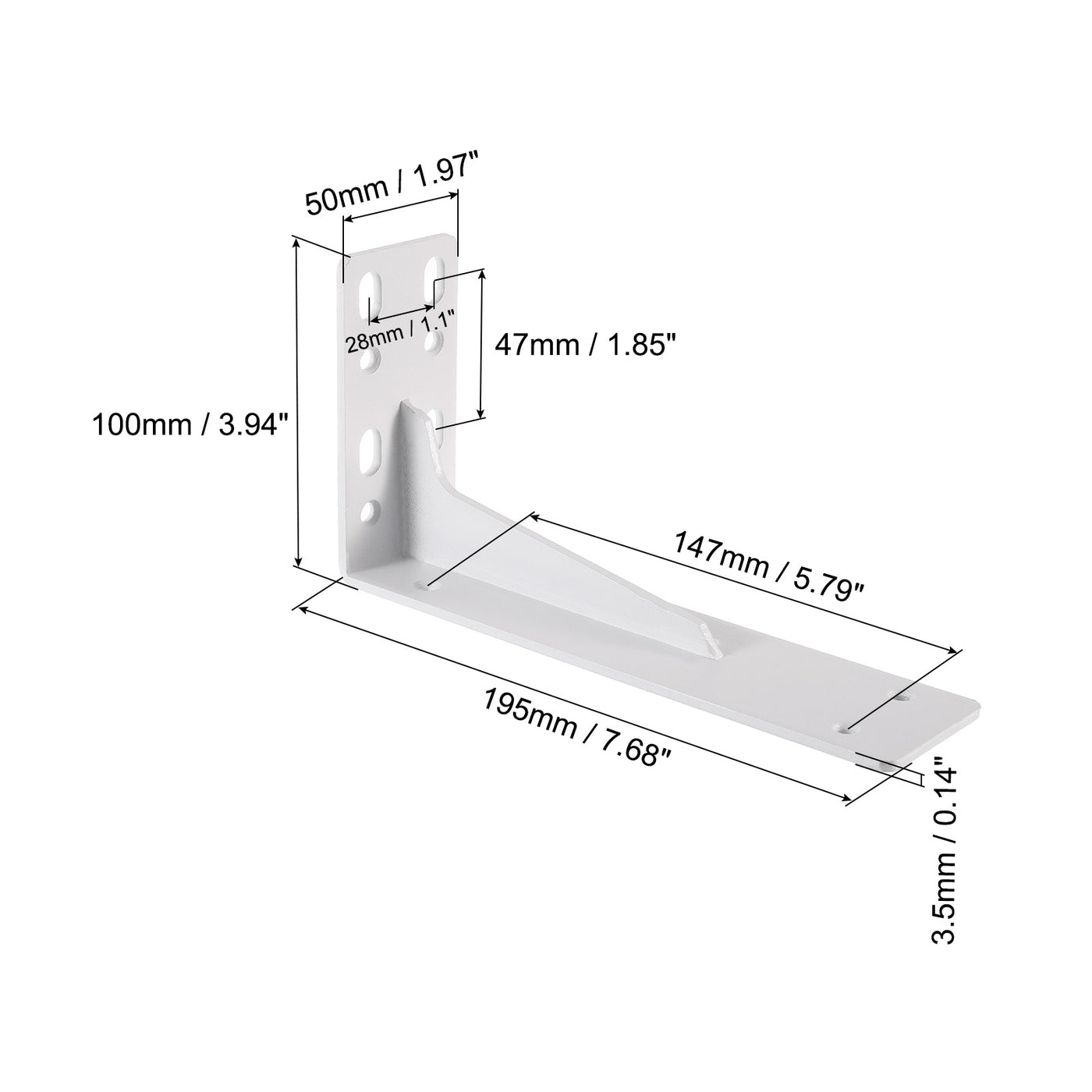 uxcell Uxcell Regalhalterungen, 2 Stück 100x195mm - Regalhalterungen aus kaltgewalztem Stahl mit Schrauben, industrielle L-Halterungen für Holzregale Tischbank (Weiß)