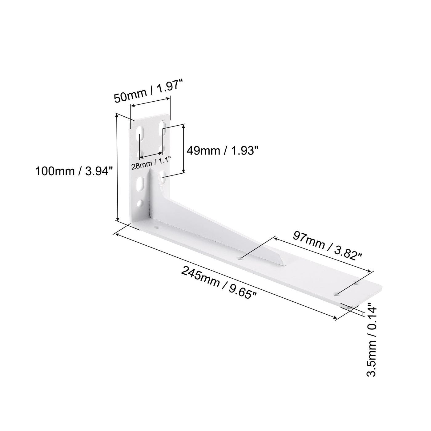 uxcell Uxcell Regalhalterungen, 2 Stück 100x245mm - Regalhalterungen aus kaltgewalztem Stahl mit Schrauben, industrielle L-Halterungen für Holzregale Tischbank (Weiß)