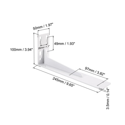 Harfington Uxcell Regalhalterungen, 2 Stück 100x245mm - Regalhalterungen aus kaltgewalztem Stahl mit Schrauben, industrielle L-Halterungen für Holzregale Tischbank (Weiß)