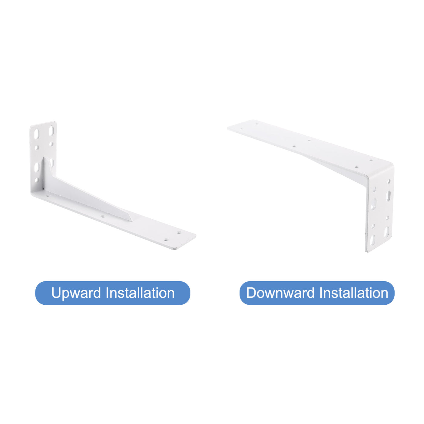 uxcell Uxcell Shelf Brackets, 2Pcs 100x245mm - Cold Rolled Steel Floating Shelves Brackets with Screws, Industrial L Brackets for Wood Shelves Table Bench (White)