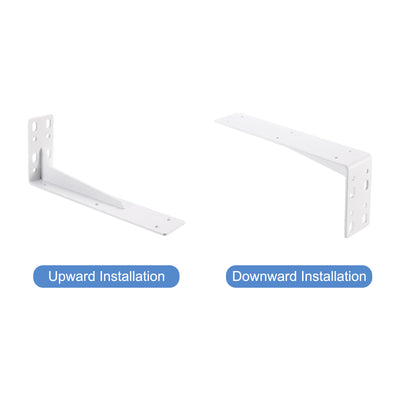 Harfington Uxcell Shelf Brackets, 2Pcs 100x245mm - Cold Rolled Steel Floating Shelves Brackets with Screws, Industrial L Brackets for Wood Shelves Table Bench (White)