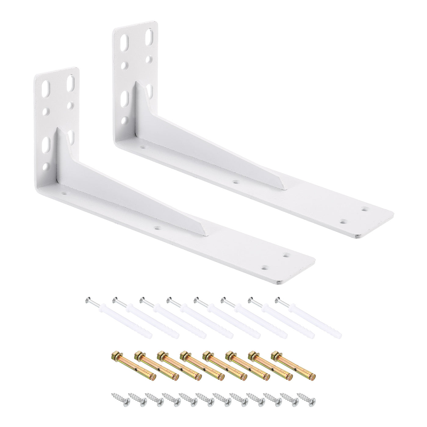 uxcell Uxcell Shelf Brackets, 2Pcs 100x245mm - Cold Rolled Steel Floating Shelves Brackets with Screws, Industrial L Brackets for Wood Shelves Table Bench (White)