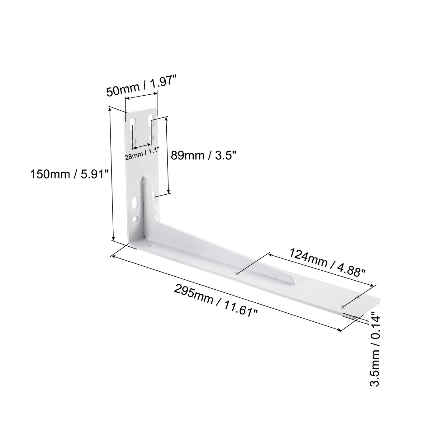 uxcell Uxcell Shelf Brackets, 2Pcs 150x295mm - Cold Rolled Steel Floating Shelves Brackets with Screws, Industrial L Brackets for Wood Shelves Table Bench (White)