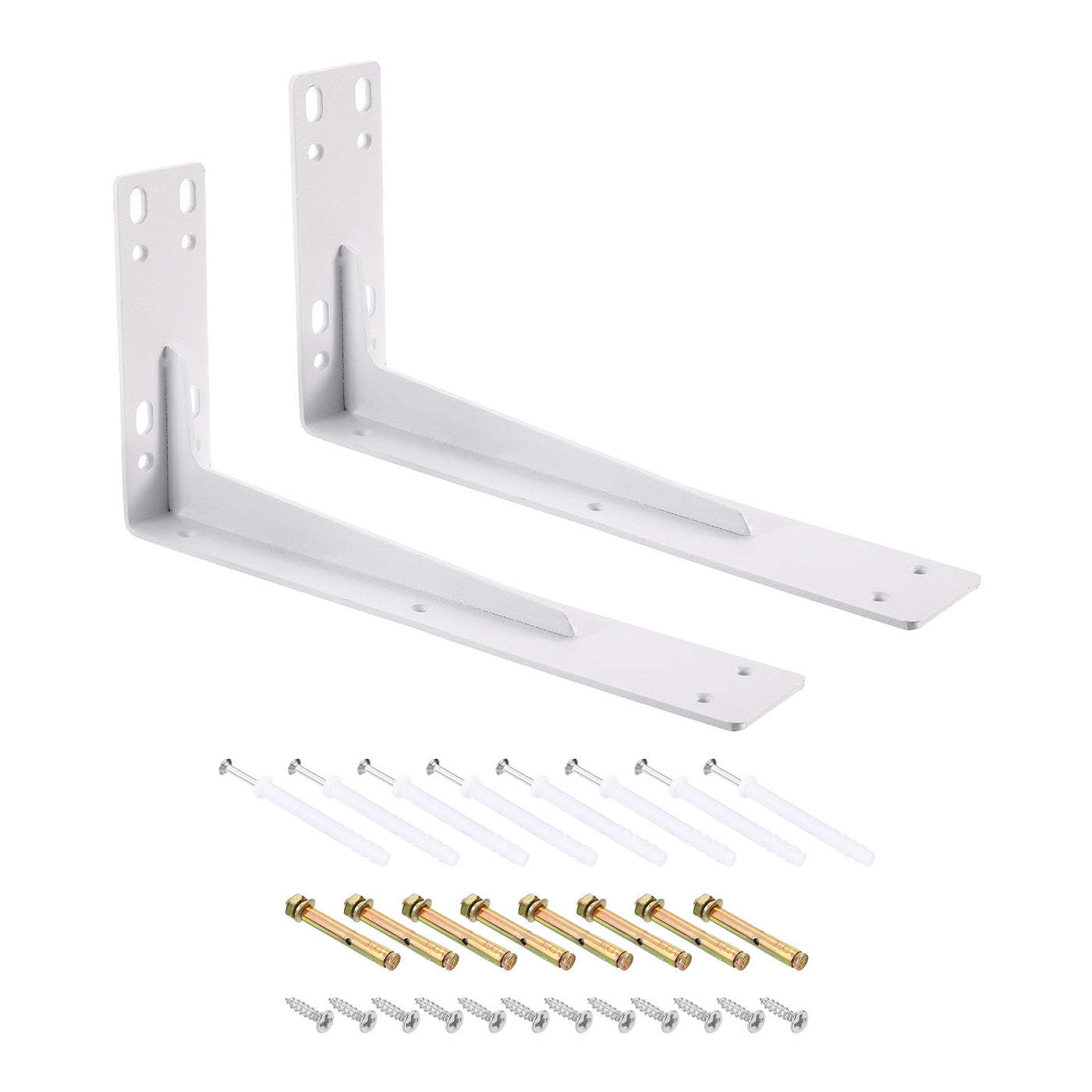 uxcell Uxcell Shelf Brackets, 2Pcs 150x295mm - Cold Rolled Steel Floating Shelves Brackets with Screws, Industrial L Brackets for Wood Shelves Table Bench (White)