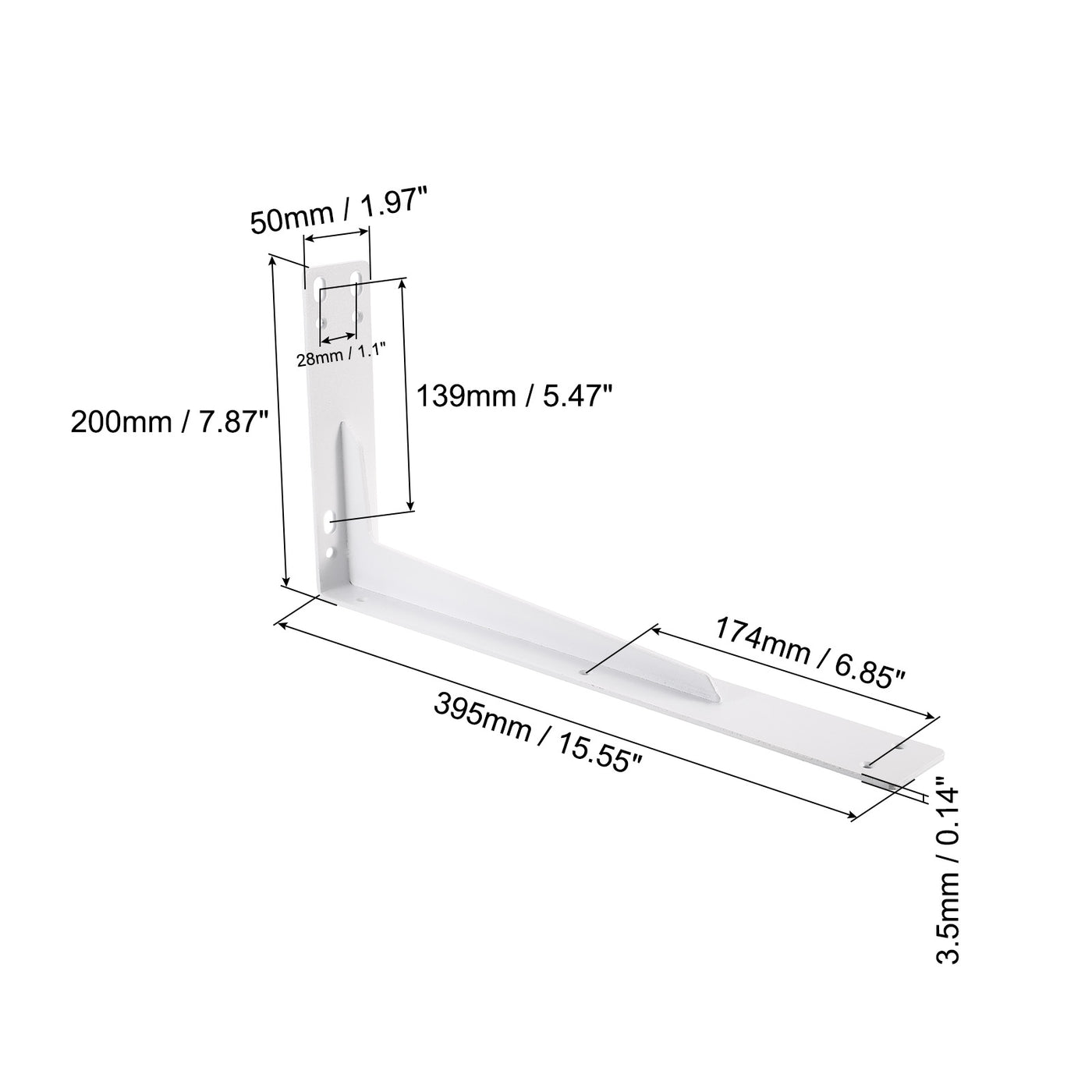 uxcell Uxcell Regalhalterungen, 2 Stück 200x395mm - Regalhalterungen aus kaltgewalztem Stahl mit Schrauben, industrielle L-Halterungen für Holzregale Tischbank (Weiß)