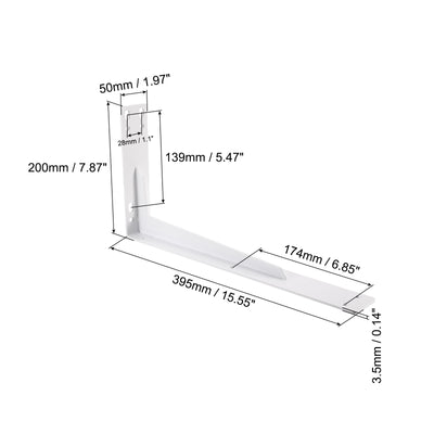 Harfington Uxcell Regalhalterungen, 2 Stück 200x395mm - Regalhalterungen aus kaltgewalztem Stahl mit Schrauben, industrielle L-Halterungen für Holzregale Tischbank (Weiß)