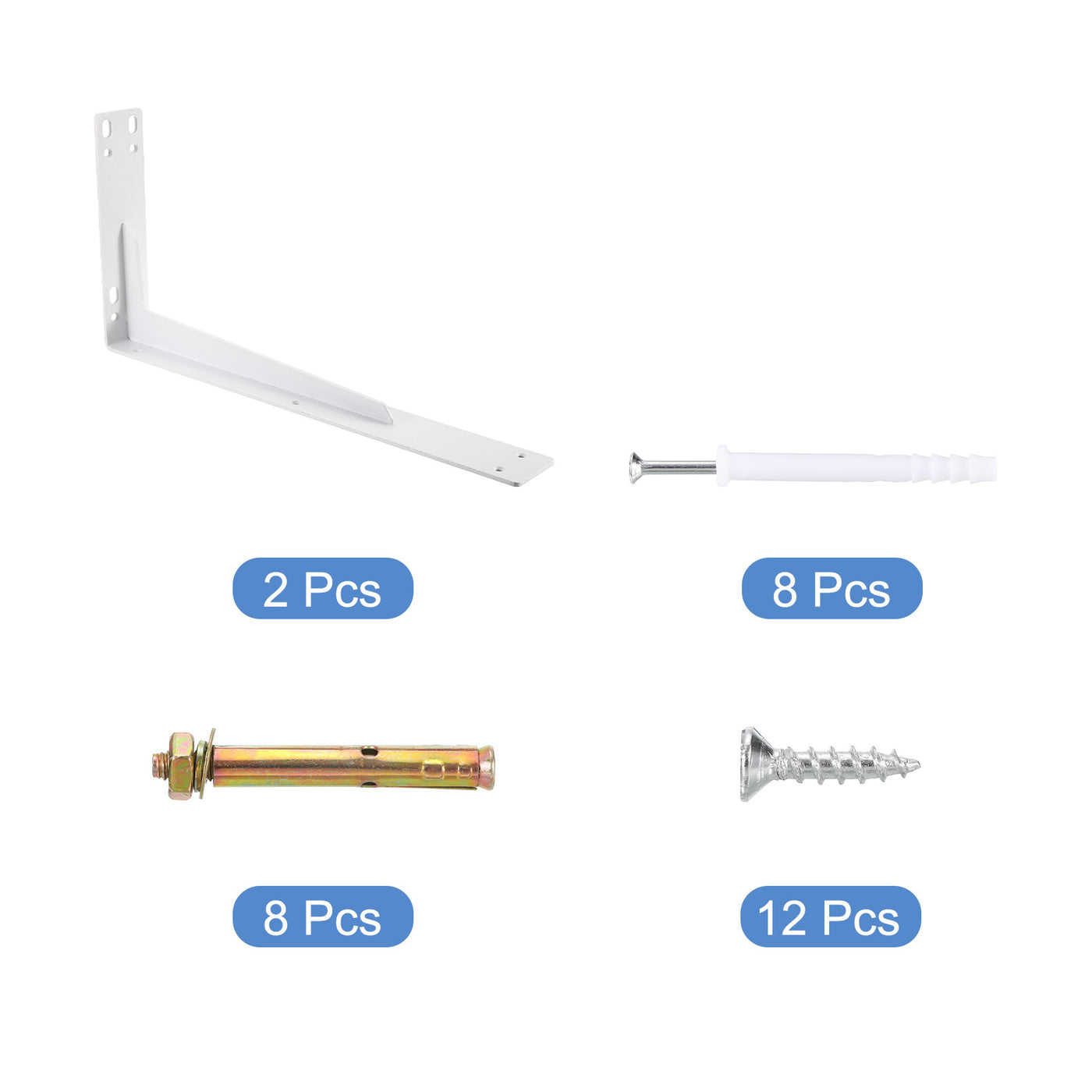 uxcell Uxcell Regalhalterungen, 2 Stück 200x395mm - Regalhalterungen aus kaltgewalztem Stahl mit Schrauben, industrielle L-Halterungen für Holzregale Tischbank (Weiß)