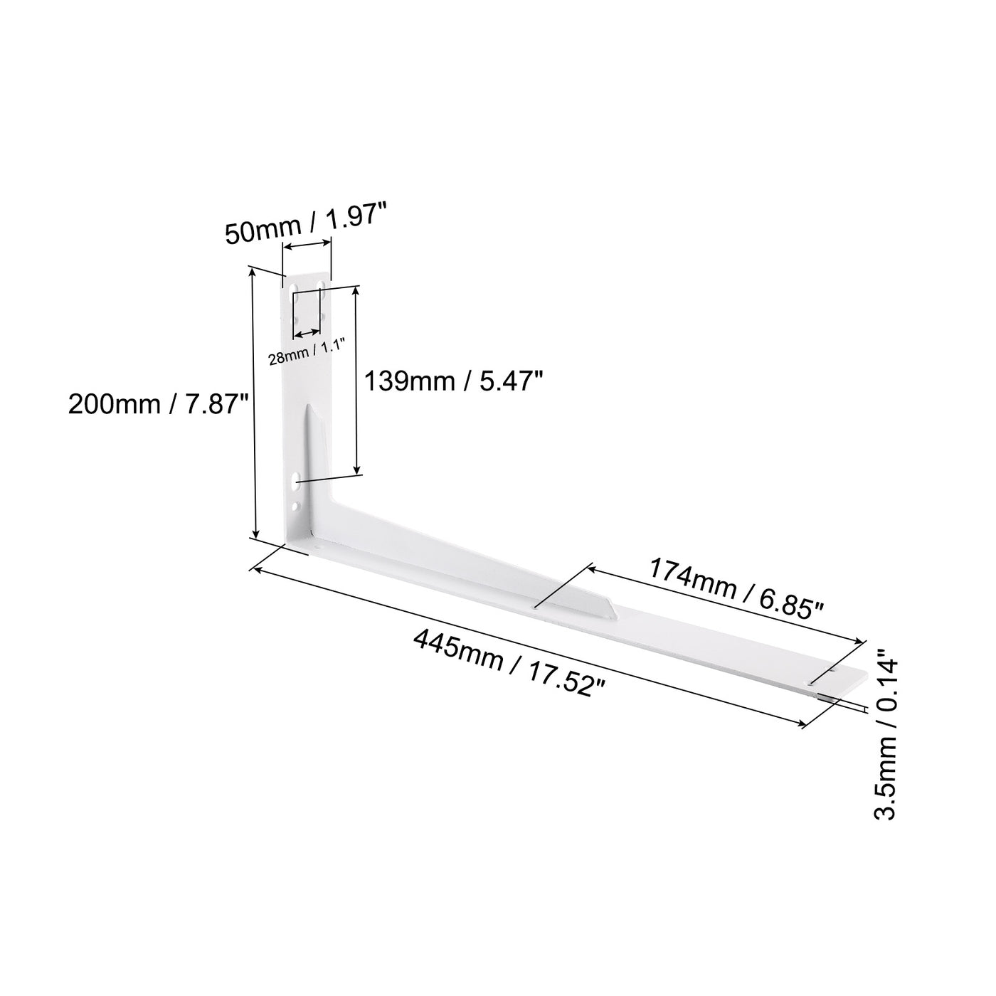 uxcell Uxcell Regalhalterungen, 2 Stück 200x445mm - Regalhalterungen aus kaltgewalztem Stahl mit Schrauben, industrielle L-Halterungen für Holzregale Tischbank (Weiß)