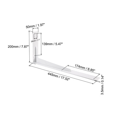 Harfington Uxcell Shelf Brackets, 2Pcs 200x445mm - Cold Rolled Steel Floating Shelves Brackets with Screws, Industrial L Brackets for Wood Shelves Table Bench (White)