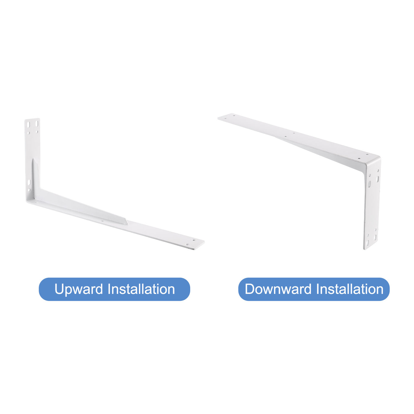 uxcell Uxcell Shelf Brackets, 2Pcs 200x445mm - Cold Rolled Steel Floating Shelves Brackets with Screws, Industrial L Brackets for Wood Shelves Table Bench (White)