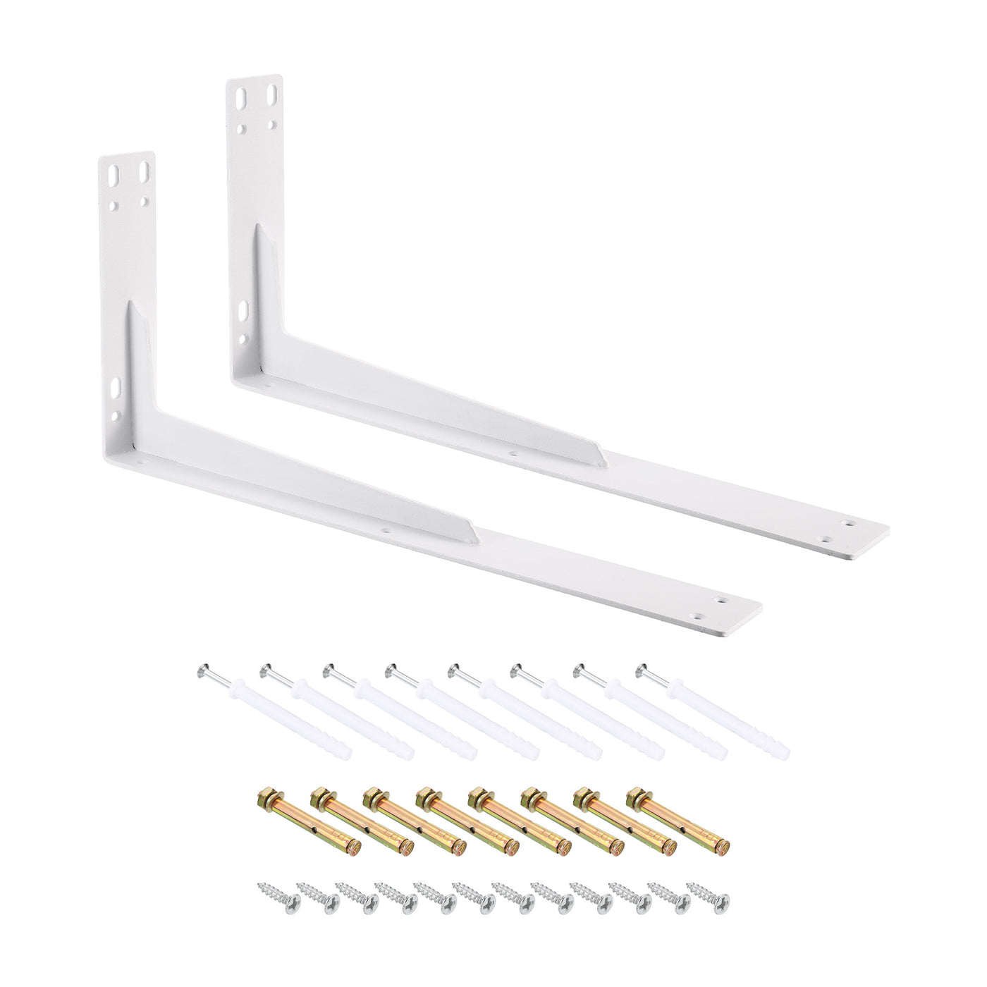 uxcell Uxcell Shelf Brackets, 2Pcs 200x445mm - Cold Rolled Steel Floating Shelves Brackets with Screws, Industrial L Brackets for Wood Shelves Table Bench (White)