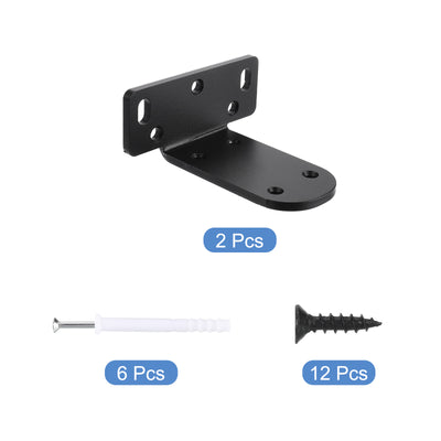 Harfington Uxcell Shelf Brackets, 2Pcs 45 x 95 mm - Cold Rolled Steel Floating Shelves Brackets with Screws, Industrial L Brackets for Wood Shelves Table Bench (Black)