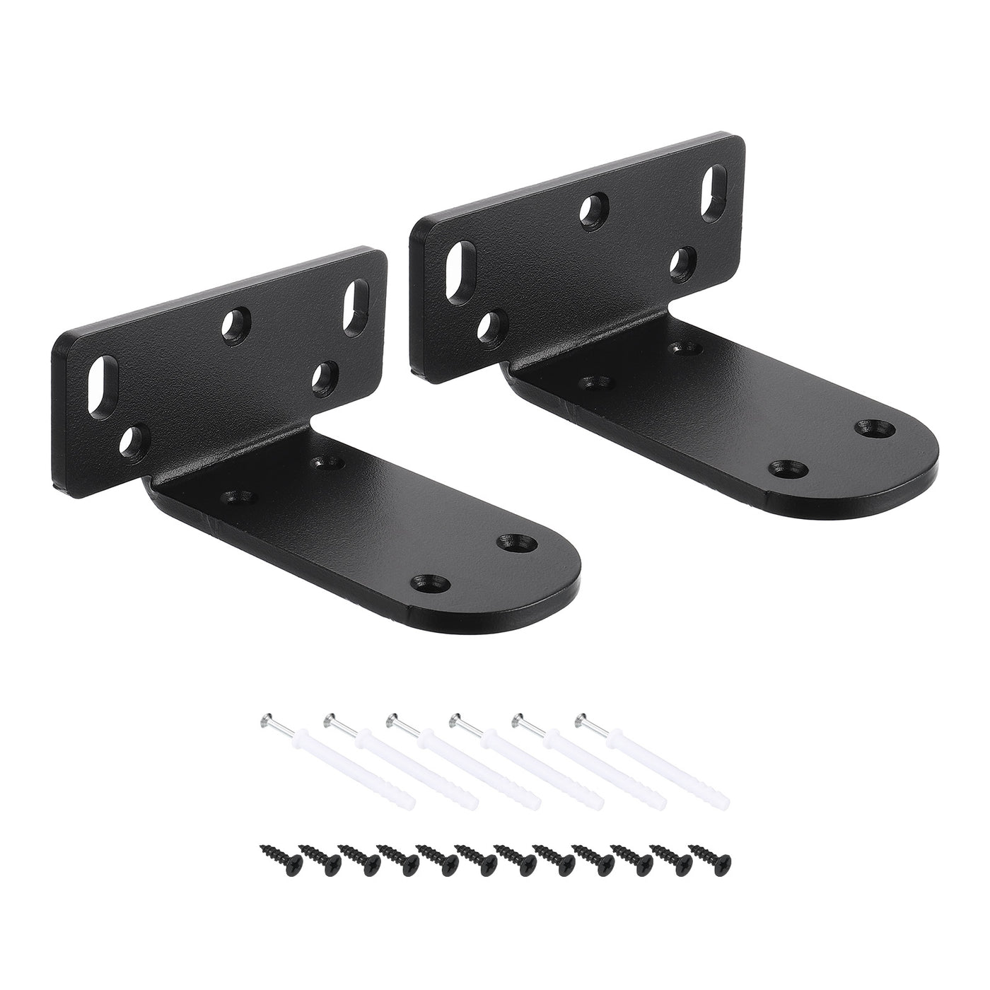 uxcell Uxcell Shelf Brackets, 2Pcs 45 x 95 mm - Cold Rolled Steel Floating Shelves Brackets with Screws, Industrial L Brackets for Wood Shelves Table Bench (Black)