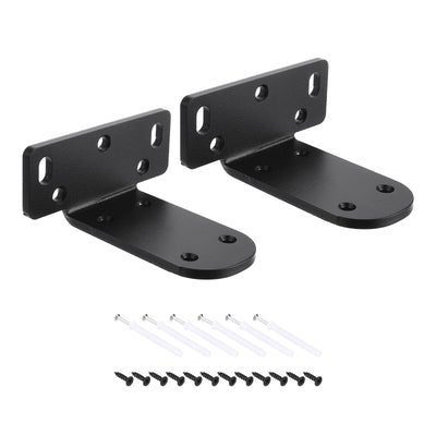 Harfington Uxcell Shelf Brackets, 2Pcs 45 x 95 mm - Cold Rolled Steel Floating Shelves Brackets with Screws, Industrial L Brackets for Wood Shelves Table Bench (Black)