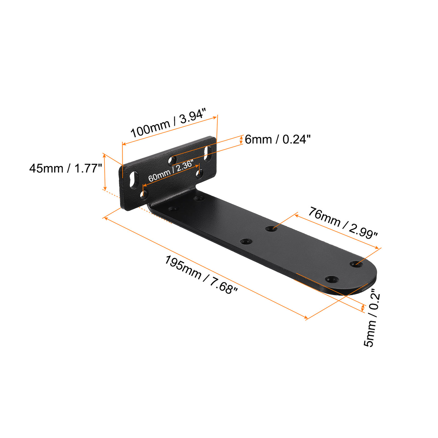 uxcell Uxcell Regalhalterungen, 2 Stück 45 x 195 mm - Regalhalterungen aus kaltgewalztem Stahl mit Schrauben, industrielle L-Halterungen für Holzregale Tischbank (Schwarz)