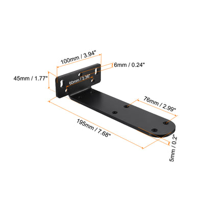 Harfington Uxcell Regalhalterungen, 2 Stück 45 x 195 mm - Regalhalterungen aus kaltgewalztem Stahl mit Schrauben, industrielle L-Halterungen für Holzregale Tischbank (Schwarz)