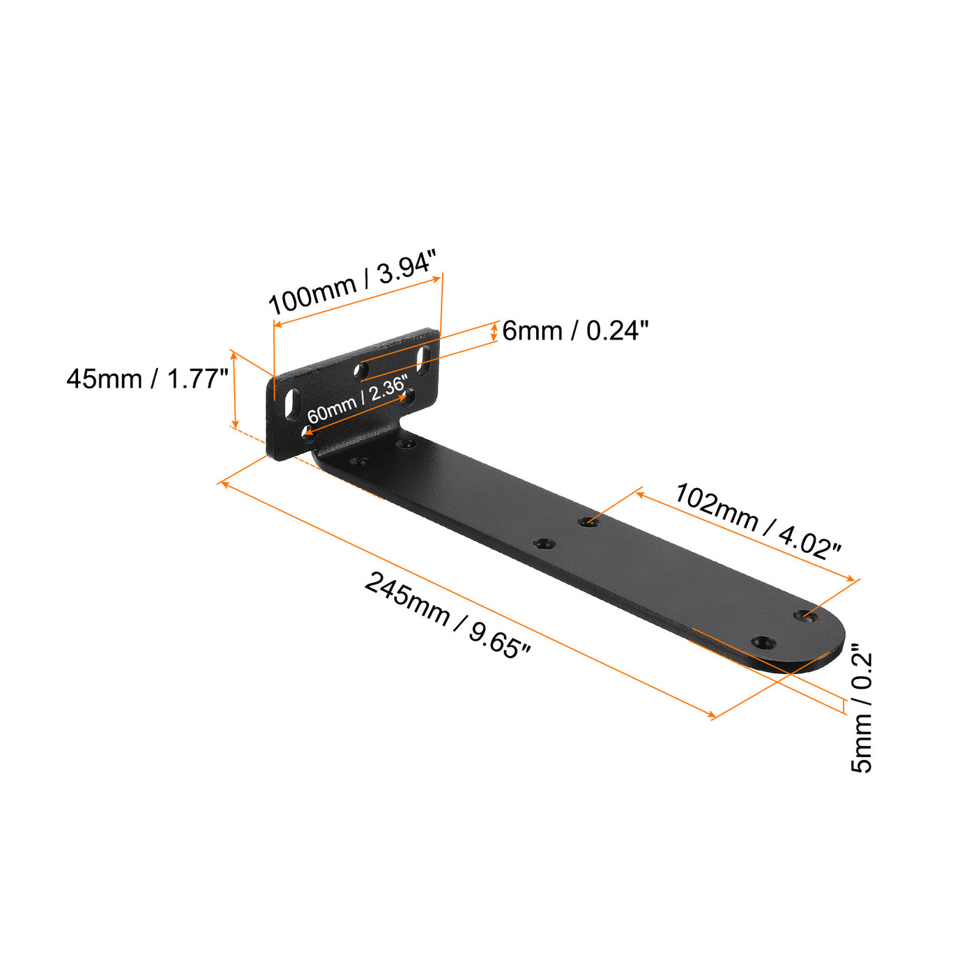 uxcell Uxcell Regalhalterungen, 2 Stück 45 x 245 mm - Regalhalterungen aus kaltgewalztem Stahl mit Schrauben, industrielle L-Halterungen für Holzregale Tischbank (Schwarz)