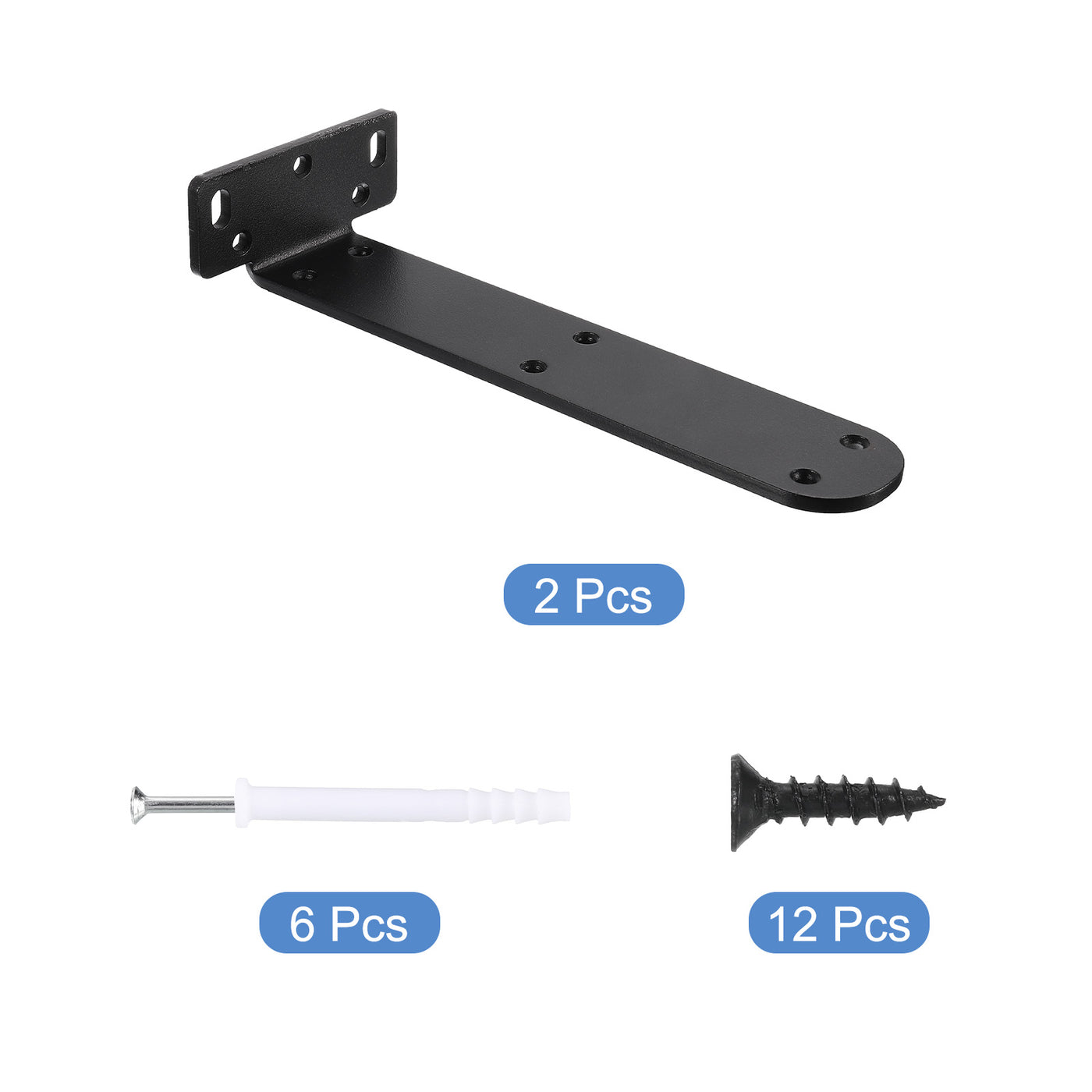 uxcell Uxcell Regalhalterungen, 2 Stück 45 x 245 mm - Regalhalterungen aus kaltgewalztem Stahl mit Schrauben, industrielle L-Halterungen für Holzregale Tischbank (Schwarz)