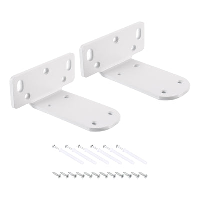 uxcell Uxcell Shelf Brackets, 2Pcs 45 x 95 mm - Cold Rolled Steel Floating Shelves Brackets with Screws, Industrial L Brackets for Wood Shelves Table Bench (White)