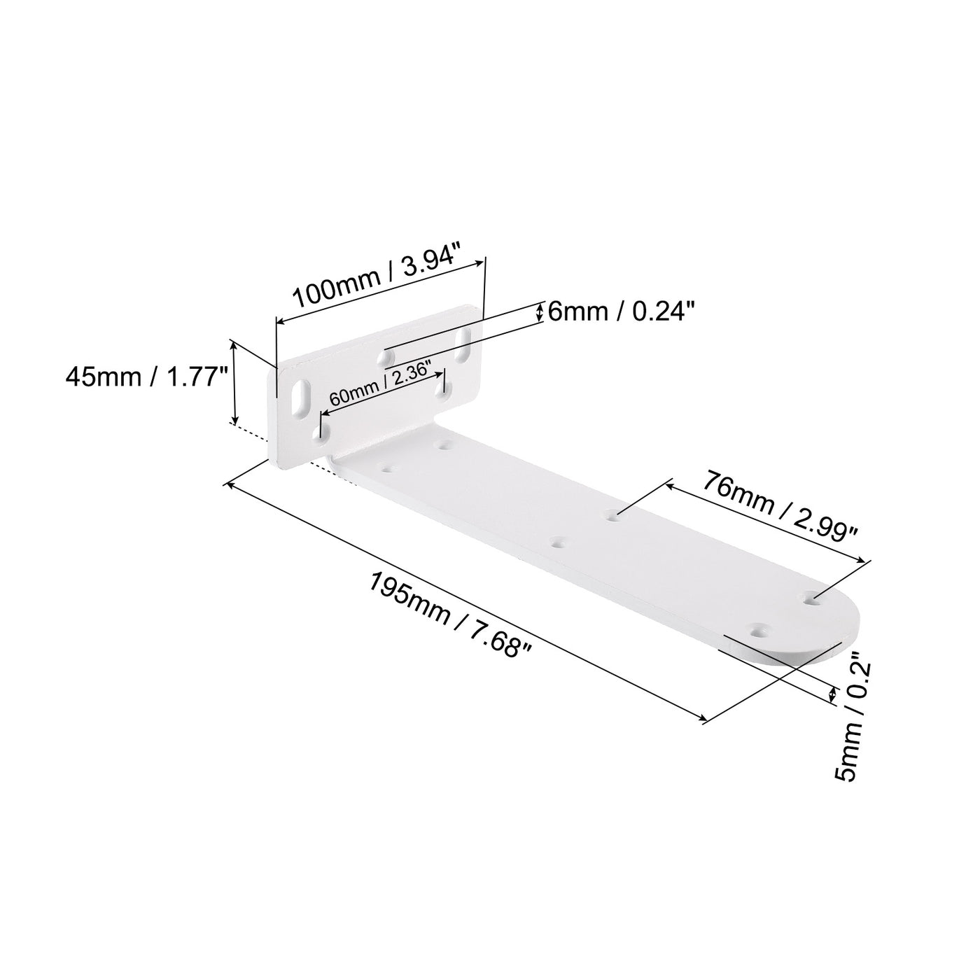 uxcell Uxcell Shelf Brackets, 2Pcs 45 x 195 mm - Cold Rolled Steel Floating Shelves Brackets with Screws, Industrial L Brackets for Wood Shelves Table Bench (White)