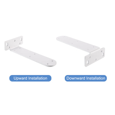 Harfington Uxcell Shelf Brackets, 2Pcs 45 x 195 mm - Cold Rolled Steel Floating Shelves Brackets with Screws, Industrial L Brackets for Wood Shelves Table Bench (White)