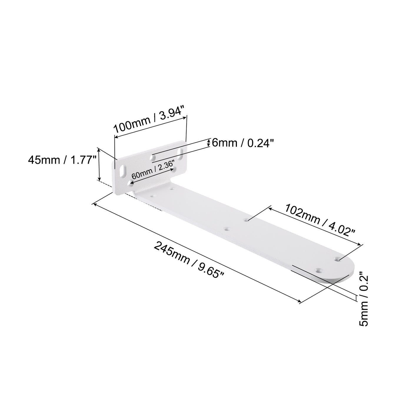 uxcell Uxcell Shelf Brackets, 2Pcs 45 x 245 mm - Cold Rolled Steel Floating Shelves Brackets with Screws, Industrial L Brackets for Wood Shelves Table Bench (White)